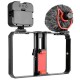 PC201/PC202 Smartphone Frame Video Rig Smartphone Vlogging Cell Phone Movies Mount Stabilizer Fill Light Microphone for iPhone Samsung Huawei OnePlus