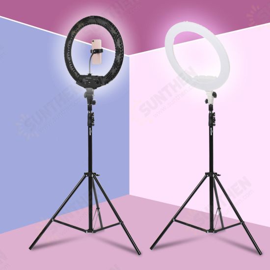 18 inch Camera Studio Ring Light Video LED Beauty Ring Light Photography Dimmable Beauty Light+Hose Phone Clip+PTZ+Storage Bag for Selfie Live Show