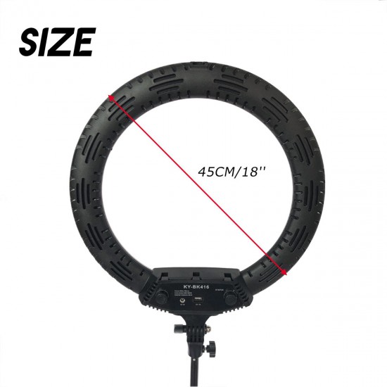 18 inch Camera Studio Ring Light Video LED Beauty Ring Light Photography Dimmable Beauty Light+Hose Phone Clip+PTZ+Storage Bag for Selfie Live Show