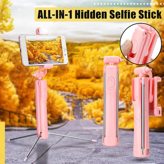 A19 80cm All in 1 bluetooth Remote Extendable Multi-angle Rotation Tripod Selfie Stick With Fill Light for Smartphones