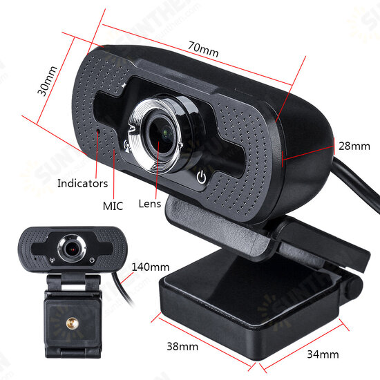 Adjustable 1080P Macbook Camera USB Webcam Video Calling Web Cam & Microphone