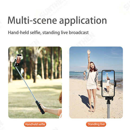 360° Rotating Tripod Stand Selfie Stick bluetooth Control Telescopic Rotatable Dual Holder Chip Portable Tripod for Camera Phone Tablet