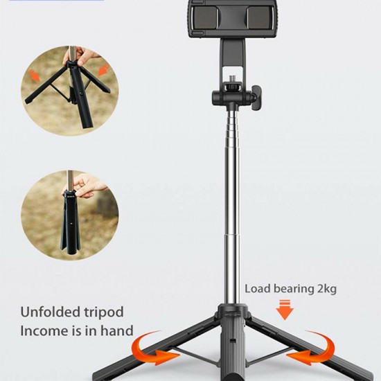 A31 Mobile Phone Tripod Stand Selfie Stick bluetooth Control Telescopic Rotatable Dual Holder Portable Tripod for Camera Phone Tablet