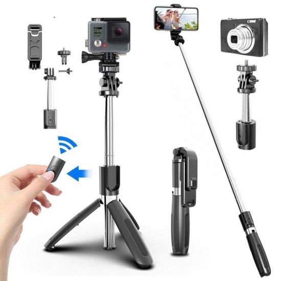 L02 bluetooth Wireless Selfie Stick All in One Tripod Foldable & Monopods Lighting Remote Control for Smartphones And Sports Action Cameras