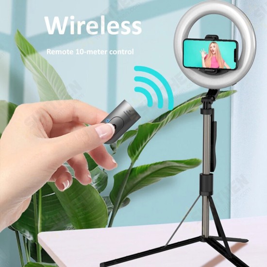 L06 4 in 1 Wireless bluetooth Selfie Stick Handheld Remote Shutter with 8 Inch LED Ring Photography Light for Phones Youtube Video Live