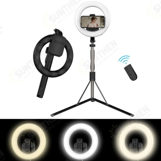 L06 4 in 1 Wireless bluetooth Selfie Stick Handheld Remote Shutter with 8 Inch LED Ring Photography Light for Phones Youtube Video Live