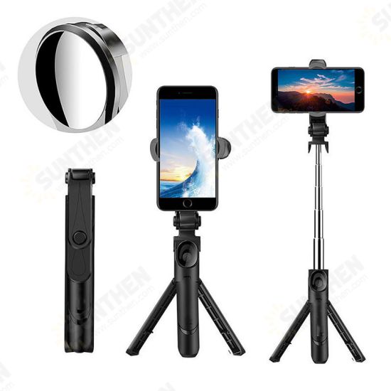 XT09S Extendable Rotation bluetooth Remote Tripod Selfie Stick With Mirror for Live Sport Cell Phone