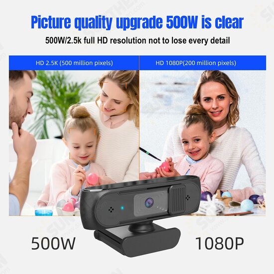 K30 HD 5MP USB Webcam 77° Wide Angle Auto Focus Built-in Dual Mics with Privacy Cover Smart WebCam YouTube Video Recording Conferencing Meeting Camera