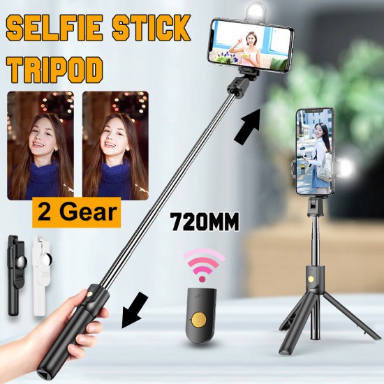 K10/K10S Extendable bluetooth Tripod Selfie Stick With 2-Gear Stepless Dimming Light LED Fill Light for Mobile Phone