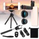 Portable 8X 12X Telephoto Phone Lens Kit Wide Angle Macro Fish Eye Lens with Selfie Stick Monopod