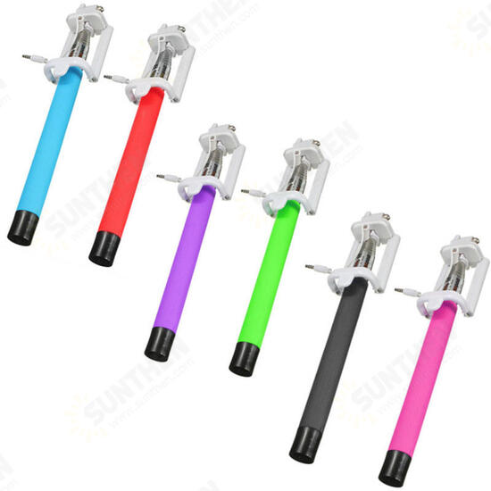 Universal Extendable Self Portrait Remote Button Wire Selfie Stick for Smartphone