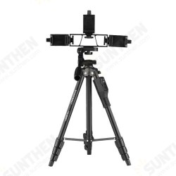 VCT-6808 Multi-functional Selfie Sticks Tripod with 3 Phone Holders 4-Section Telescoping Tripod Ball Head Remote Controller VCT-6808 Multi-functional Selfie Sticks Tripod with 3 Phone Holders 4-Section Telescoping Tripod Ball Head Remote Controller