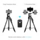 VCT-6808 Multi-functional Selfie Sticks Tripod with 3 Phone Holders 4-Section Telescoping Tripod Ball Head Remote Controller