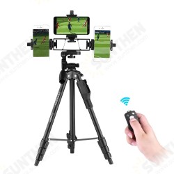VCT-6808 Multi-functional Selfie Sticks Tripod with 3 Phone Holders 4-Section Telescoping Tripod Ball Head Remote Controller VCT-6808 Multi-functional Selfie Sticks Tripod with 3 Phone Holders 4-Section Telescoping Tripod Ball Head Remote Controller