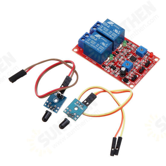 2 Channel Flame Sensor Relay Module Alarm Flame Flare Detection Module 12V DC