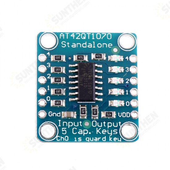 3pcs AT42QT1070 5-Pad 5 Key Capacitive Touch Screen Sensor Module Board DC 1.8 to 5.5V Power For Standalone Mode 3pcs AT42QT1070 5-Pad 5 Key Capacitive Touch Screen Sensor Module Board DC 1.8 to 5.5V Power For Standalone Mode