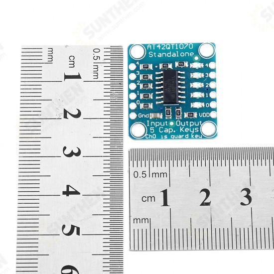 3pcs AT42QT1070 5-Pad 5 Key Capacitive Touch Screen Sensor Module Board DC 1.8 to 5.5V Power For Standalone Mode