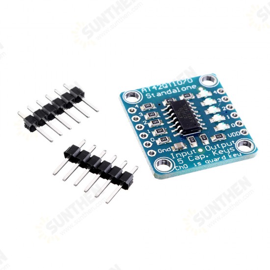 3pcs AT42QT1070 5-Pad 5 Key Capacitive Touch Screen Sensor Module Board DC 1.8 to 5.5V Power For Standalone Mode