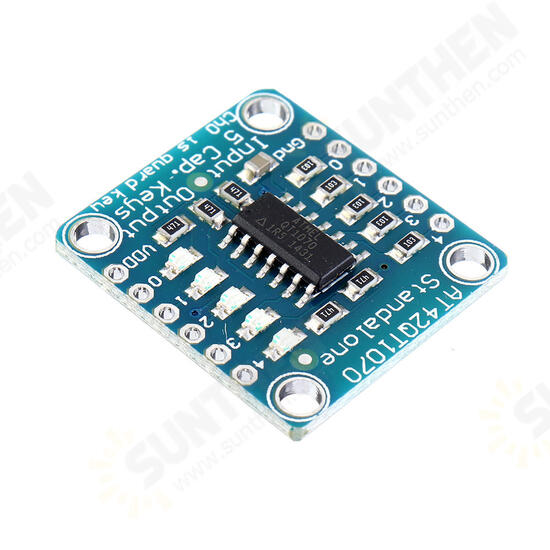 AT42QT1070 5-Pad 5 Key Capacitive Touch Screen Sensor Module Board DC 1.8 to 5.5V Power For Standalone Mode AT42QT1070 5-Pad 5 Key Capacitive Touch Screen Sensor Module Board DC 1.8 to 5.5V Power For Standalone Mode