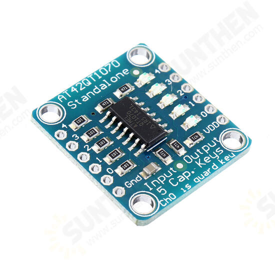 AT42QT1070 5-Pad 5 Key Capacitive Touch Screen Sensor Module Board DC 1.8 to 5.5V Power For Standalone Mode