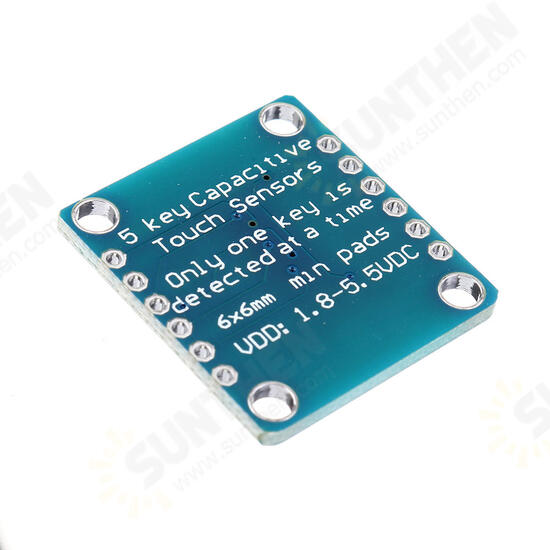 AT42QT1070 5-Pad 5 Key Capacitive Touch Screen Sensor Module Board DC 1.8 to 5.5V Power For Standalone Mode AT42QT1070 5-Pad 5 Key Capacitive Touch Screen Sensor Module Board DC 1.8 to 5.5V Power For Standalone Mode