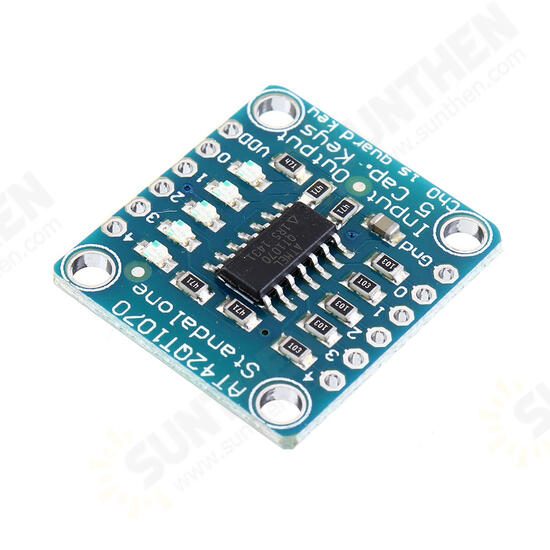 AT42QT1070 5-Pad 5 Key Capacitive Touch Screen Sensor Module Board DC 1.8 to 5.5V Power For Standalone Mode AT42QT1070 5-Pad 5 Key Capacitive Touch Screen Sensor Module Board DC 1.8 to 5.5V Power For Standalone Mode