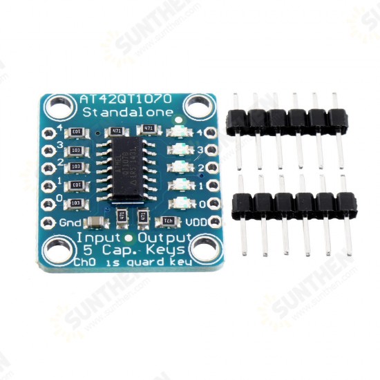 AT42QT1070 5-Pad 5 Key Capacitive Touch Screen Sensor Module Board DC 1.8 to 5.5V Power For Standalone Mode