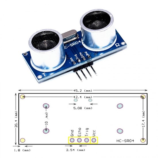 HC-SR04 Ultrasonic Wave Detector Ranging Module HCSR04 Distance Sensor for Arduino
