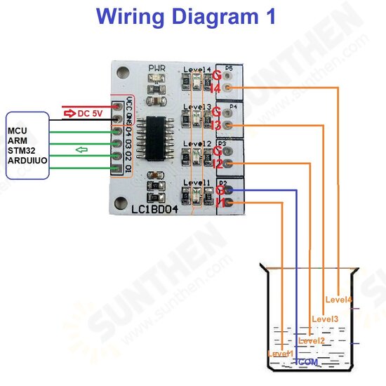 LC1BD04 DC5V 4 Digital Water Level Indicator Board Water Tower Liquid Level Sensor Controller Module Support for UNO/NANO