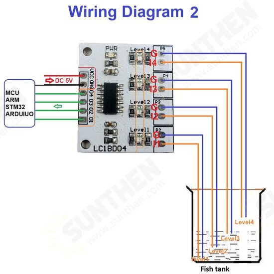 LC1BD04 DC5V 4 Digital Water Level Indicator Board Water Tower Liquid Level Sensor Controller Module Support for UNO/NANO