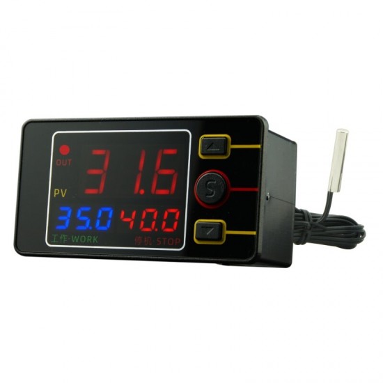 TS4586 Temperature Time Control Controller Flame Retardant Shell Easy Operation Waterproof Probe Large Digital Temperature Display