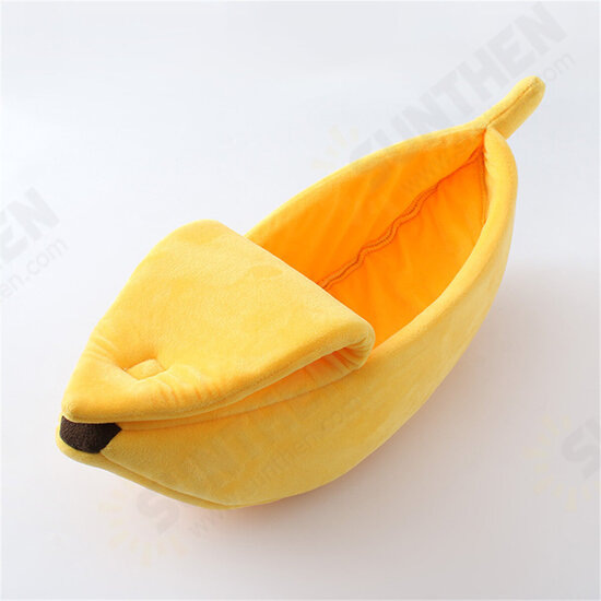 Pet Dog Cat Bed Warm House Mat Durable Kennel Doggy Soft Puppy Cushion Banana Shape Basket