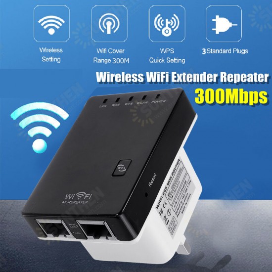 300Mbps Wireless Range WiFi Repeater Signal Booster Amplifier Router F/ Extender