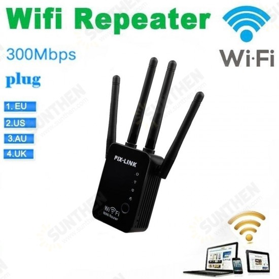 For WR16 300Mbps 2.4GHz Hot Wifi Repeater Wireless Four Antenna Router Range Extender Signal Booster