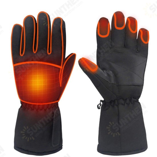 1 Pair Electric Heated Gloves Touchscreen Warm Battery Gloves Full Finger Waterproof Heating Thermal Gloves Ski Bike Mobile Phone Motorcycle Gloves Winter