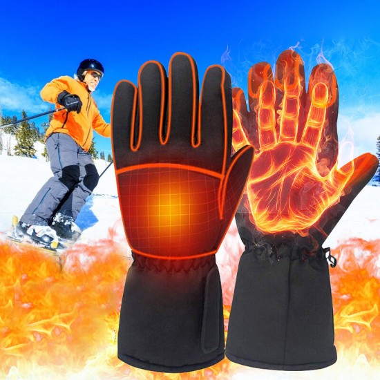 1 Pair Electric Heated Gloves Touchscreen Warm Battery Gloves Full Finger Waterproof Heating Thermal Gloves Ski Bike Mobile Phone Motorcycle Gloves Winter