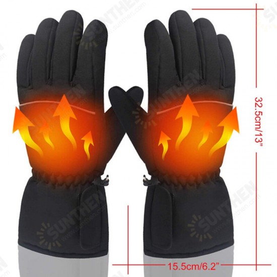 1 Pair Electric Heated Gloves Touchscreen Warm Battery Gloves Full Finger Waterproof Heating Thermal Gloves Ski Bike Mobile Phone Motorcycle Gloves Winter