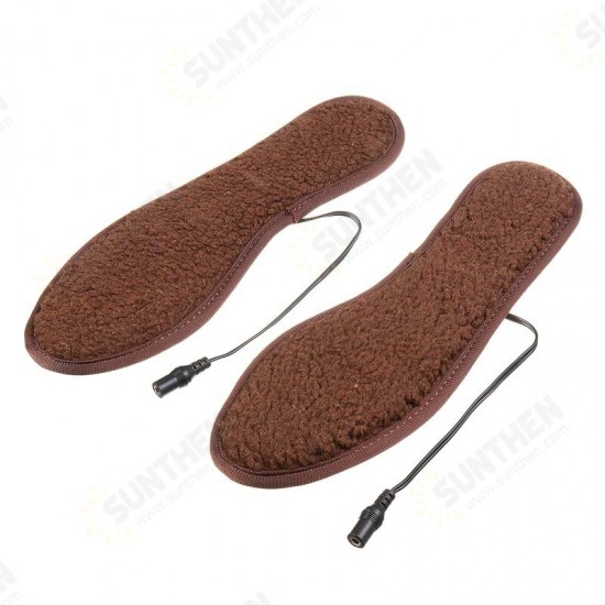 1Pair USB Heated Shoe Insoles Lamb Fleece Electric Foot Warming Pad Feet Warmer Sock Pad Mat Winter Outdoor Sports Heating Insoles Winter Warm