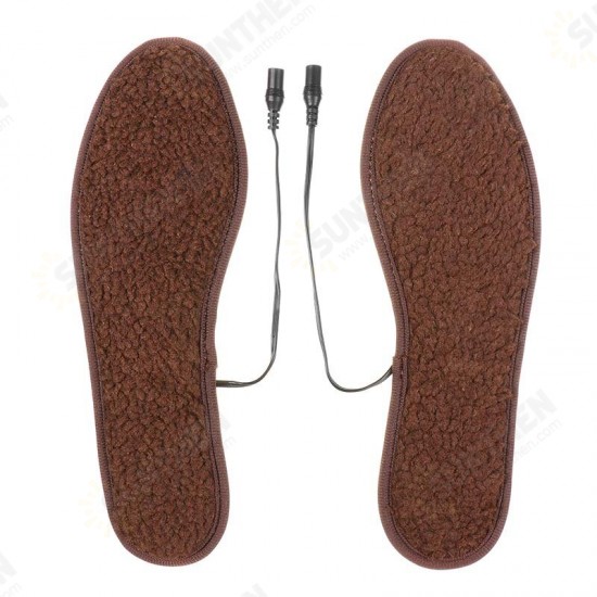 1Pair USB Heated Shoe Insoles Lamb Fleece Electric Foot Warming Pad Feet Warmer Sock Pad Mat Winter Outdoor Sports Heating Insoles Winter Warm