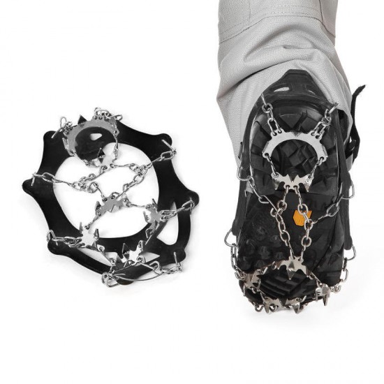 AT8608 Snow Grip Spike Ice Shoes Boots Anti-slip 18-teeth Climbing Crampons Grippers for Ski
