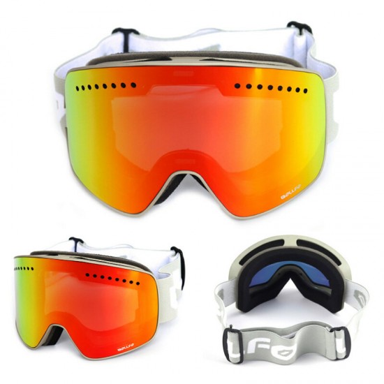 Magnetic Ski Goggles UV400 Double Lens Anti-fog Mountaineering Glasses Men Women Snowmobile Spectacles
