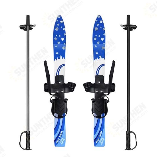 Children Ski Board Snowboarding Sled Sleigh Binding Ski Poles for Kids Skiing Snowboard Gifts Winter Sports Set