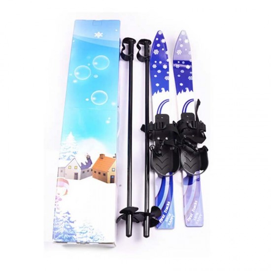 Children Ski Board Snowboarding Sled Sleigh Binding Ski Poles for Kids Skiing Snowboard Gifts Winter Sports Set