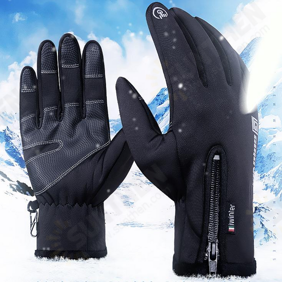 DB03 Unisex Touch Screen Windproof Waterproof Sports Winter Full Finger Ski Gloves With Zipper