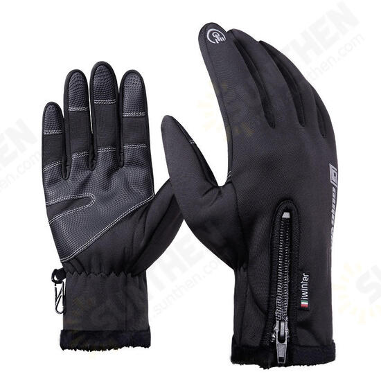 DB03 Unisex Touch Screen Windproof Waterproof Sports Winter Full Finger Ski Gloves With Zipper