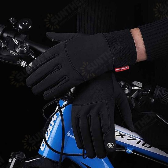 Winter Electric Cycling Gloves Touch Screen Golves Full Finger Windproof Thermal Warm Non-Slip Velvet Gloves for Men Adults Mountaineering Skiing Hiking