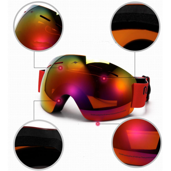 NF 0100 Spherical Snowboard Goggles Mask Skiing Motorcycle Protection Ski Anti UV