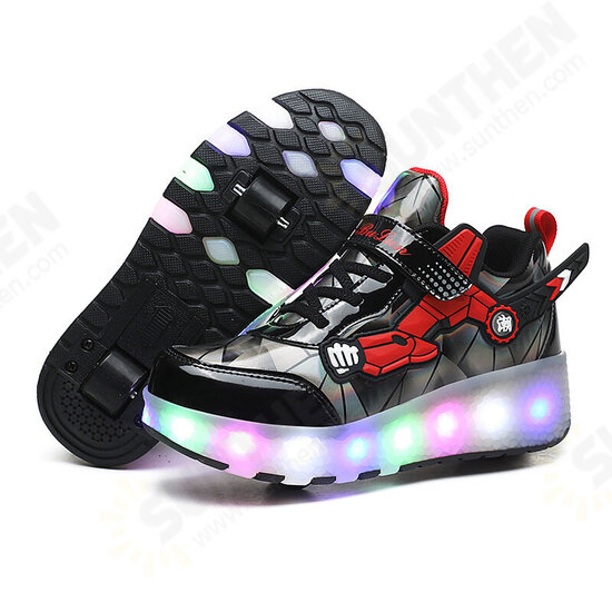 New 2-in-1 Skating Shoes USB Rechargeable Removed LED Wheels Roller Skate Sport Sneakers