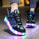 New 2-in-1 Skating Shoes USB Rechargeable Removed LED Wheels Roller Skate Sport Sneakers