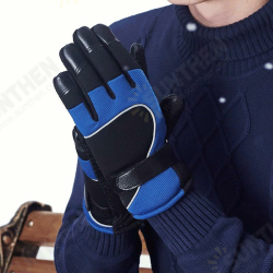 PJ02 Men Winter Windproof Anti-Slip Mittens Gloves Reflective Strip Leather Patchwork Fleece Warm PJ02 Men Winter Windproof Anti-Slip Mittens Gloves Reflective Strip Leather Patchwork Fleece Warm